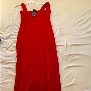 Red maxi dress with high slit